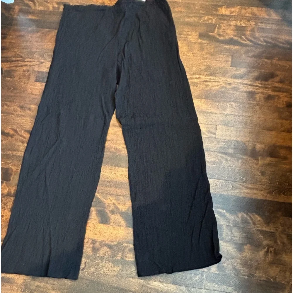 ZARA black textured pants with a drawstring - Picture 3 of 15